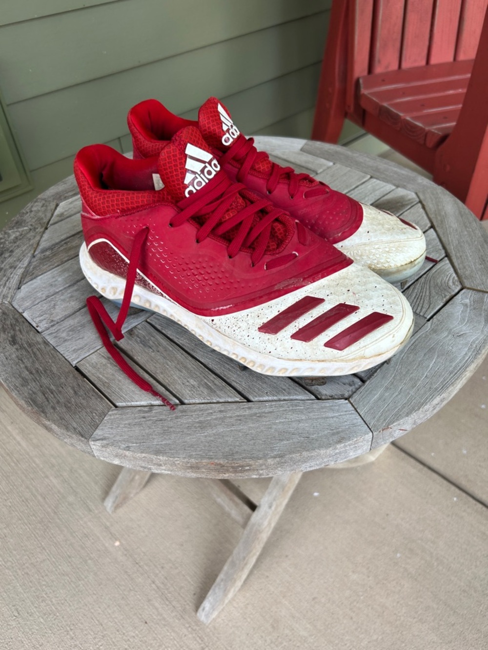 Adidas Red and White Athletic cleats size 8 women